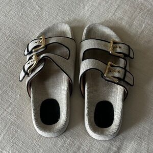 Stylish Cream Slide Sandals with Buckles